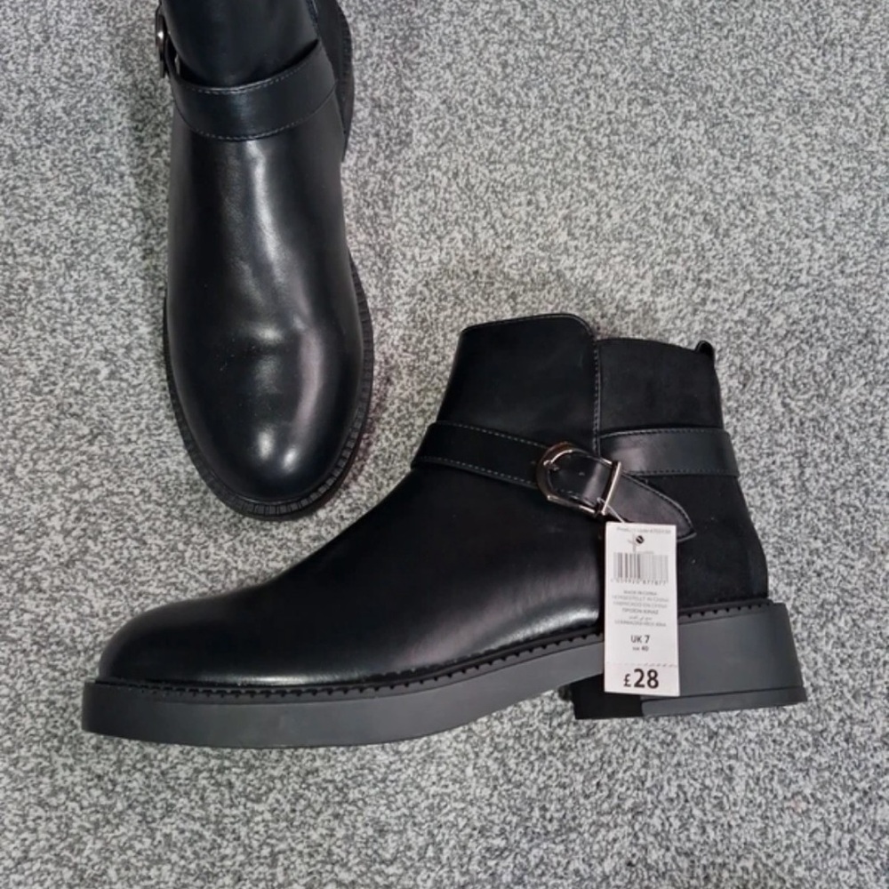 Sleek Black Ankle Combat Boots
